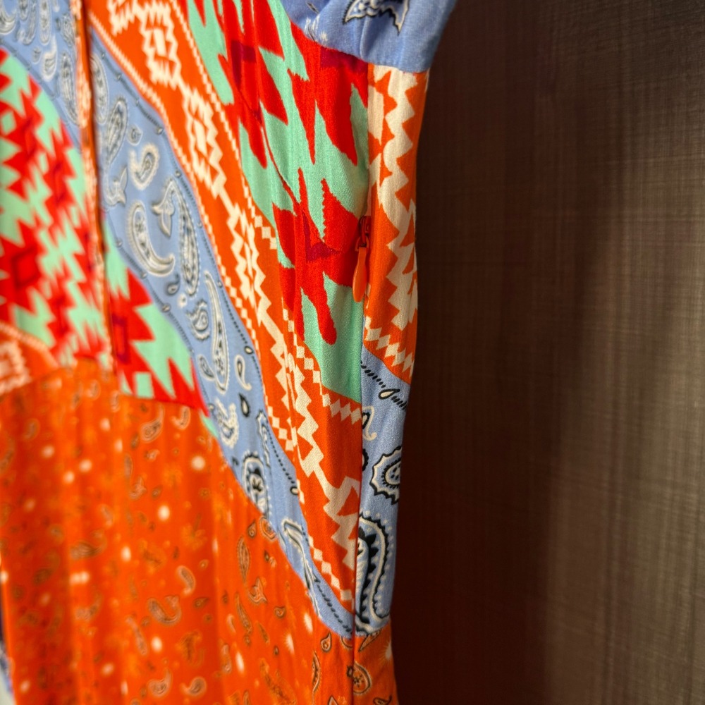 NEW Never Fully Dressed Blue Clash Effie Shirt Maxi Dress Patchwork Boho Size 16 - Picture 7 of 12